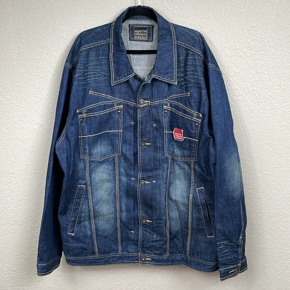 Marithe Francois Girbaud Denim Jean Trucker Jacket Distressed Cotton XXXL - Picture 1 of 11